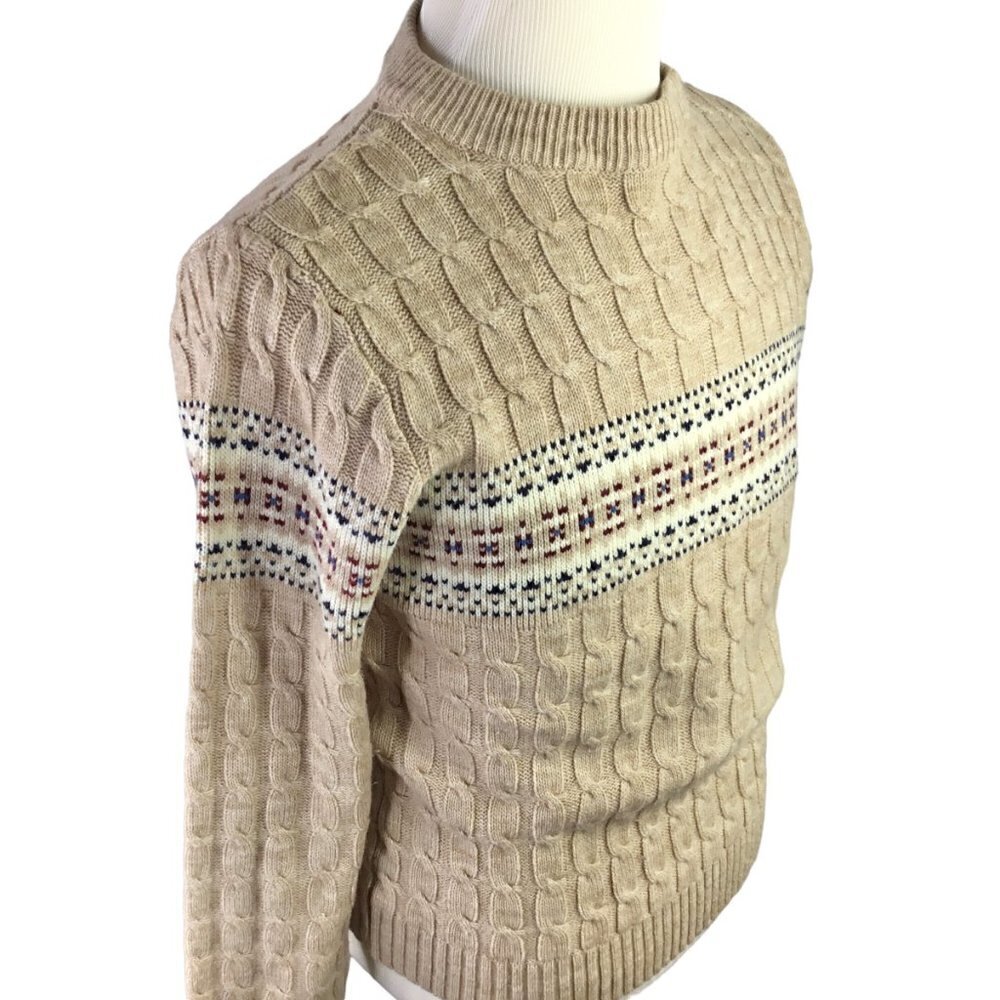 Vintage 70s Ski Sweater Steep Slopes Sz S Nordic Knit Fair Isle Pullover Acrylic - Picture 2 of 7